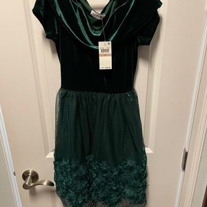 Girls fancy holiday emerald green dress with belt 12